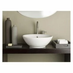 Water Lily Round Overcounter Bath Sink - White