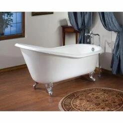 Cast Iron Slipper Clawfoot Tub - Continuous Rolled Rim - No Faucet Drillings