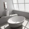 Pietro 69 Inch Solid Surface Freestanding Double Ended Bathtub - No Faucet Drillings - Gloss White -A&E BATH & SHOWER Shop 4121 WW