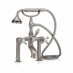 Extra Tall Deck Mount Tub Faucet With Metal Hand Shower And Diverter - 6 Inch Centers