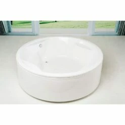 Allegra Acrylic 75 Inch Freestanding Round Bathtub - White