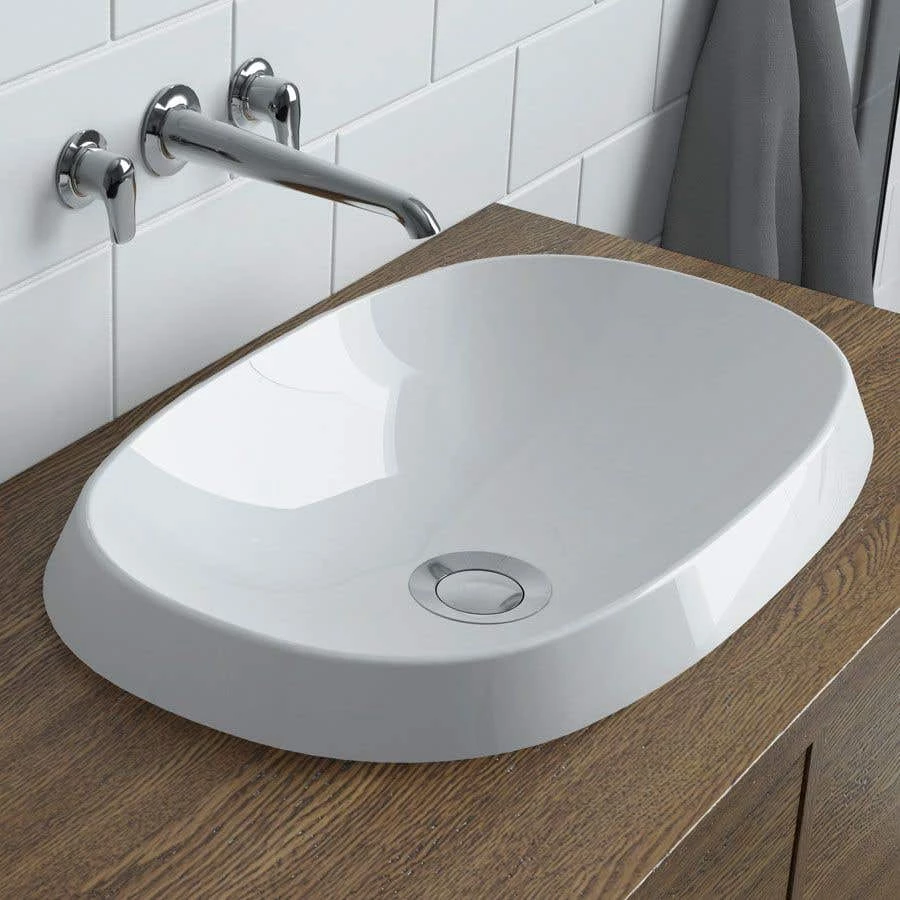 Rossini Oval Vessel Bathroom Sink - White 3 Rossini Oval Vessel Bathroom Sink - White