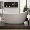 Emmanuelle 2 66 Inch Freestanding Slipper Solid Surface Bathtub - Matte White -A&E BATH & SHOWER Shop EMMA WHT 2