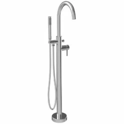 A&E BATH & SHOWER Milan Round Spout Freestanding Tub Faucet With Handshower - Polished Chrome