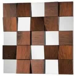 Westside 36 Inch Square Mirror - Walnut Veneer