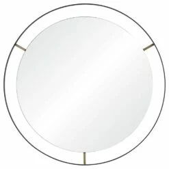 Jericho 31 Inch Mirror - Matte Black / Brushed Silver