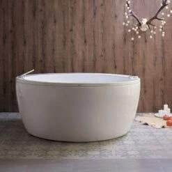 Pamela 68 Inch Acrylic Round Spa Jetted Bathtub - White