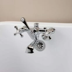 Low Spout British Telephone Clawfoot Faucet With Metal Cross Handles For Riser Connection -A&E BATH & SHOWER Shop RM146TWSC SIDE