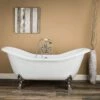 Serenity 72 Inch Acrylic Double Slipper Clawfoot Tub - Rim Drillings - Lion Paw Feet -A&E BATH & SHOWER Shop RMA72DS7LP