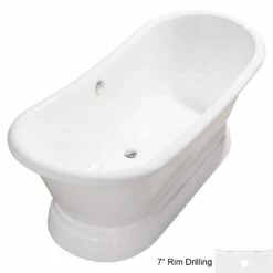 Riley Cast Iron Double Slipper Pedestal Tub - Rim Faucet Drillings -A&E BATH & SHOWER Shop RMPED7 2