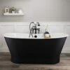 Devon 67 Inch Cast Iron Double Ended Skirted Tub - No Faucet Drillings - Satin Ebony -A&E BATH & SHOWER Shop RMSB SATINEBONY