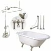 Heritage 60 Inch Cast Iron Clawfoot Tub Shower Package With British Telephone Faucet - White / Chrome Feet & Fixtures -A&E BATH & SHOWER Shop SAVINGSPACKAGE01RC SH