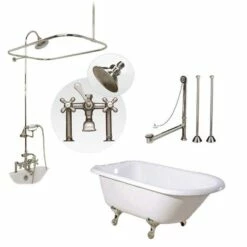 Heritage 54 Inch Cast Iron Clawfoot Tub And Shower Package - White / Chrome Feet & Fixtures