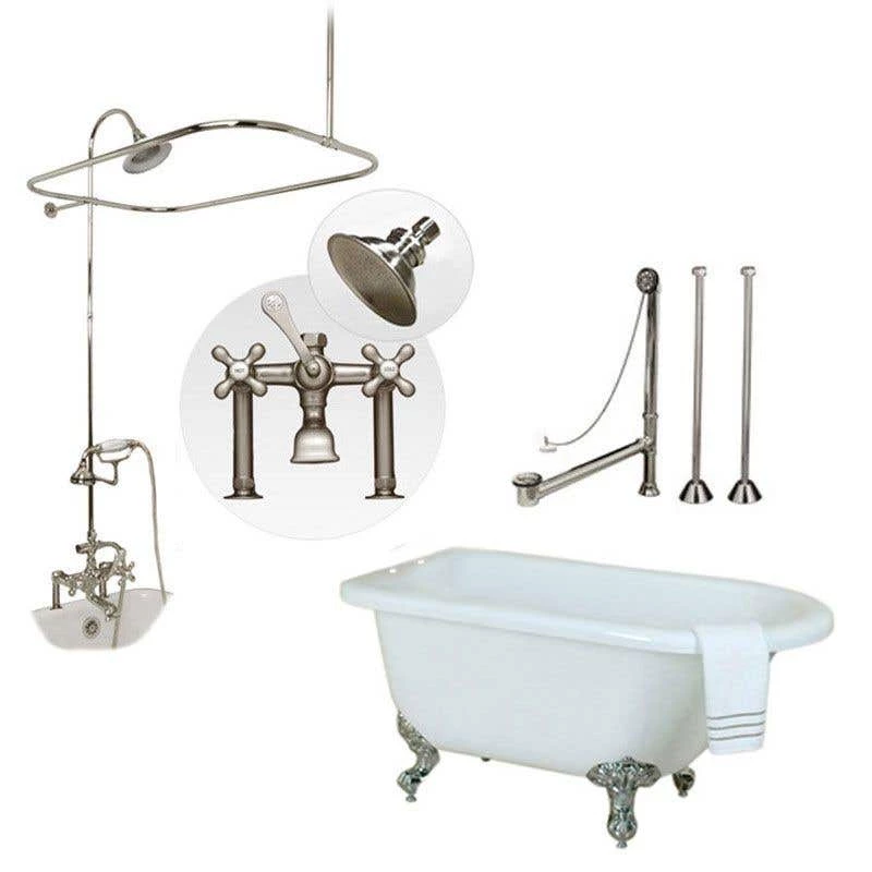 Savanna 54 Inch Acrylic Clawfoot Tub And Shower Package - White / Chrome Feet & Fixtures 3 Savanna 54 Inch Acrylic Clawfoot Tub And Shower Package - White / Chrome Feet & Fixtures