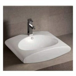 Isabella Collection Rectangular Vessel Sink With Integrated Oval Bowl - White