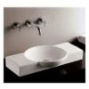 Isabella Collection Rectangular Vessel Sink With Integrated Round Bowl - White