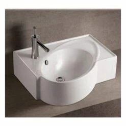 Isabella Collection Rectangular Above Mount Basin With Integrated Oval Bowl - Single Faucet Hole - White