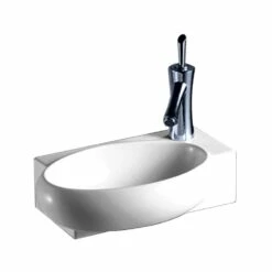 Isabella Rectangular Wall Mount Basin With Integrated Oval Bowl - White