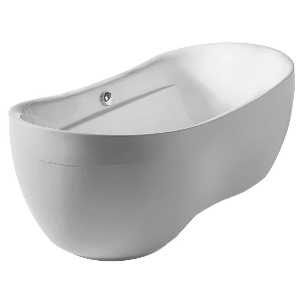 71 Inch Acrylic Oval Double Ended Freestanding Bathtub - White 3 71 Inch Acrylic Oval Double Ended Freestanding Bathtub - White