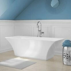 A&E BATH & SHOWER Abzu 67 Inch Acrylic Rectangular Freestanding Bathtub