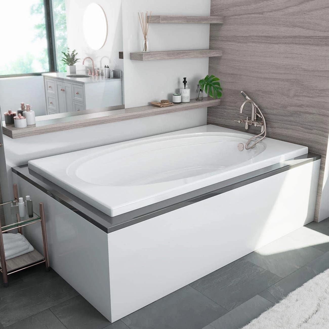 Alydar II 72 Inch Acrylic Drop-in Universal Drain Bathtub - White 3 Alydar II 72 Inch Acrylic Drop-in Universal Drain Bathtub - White