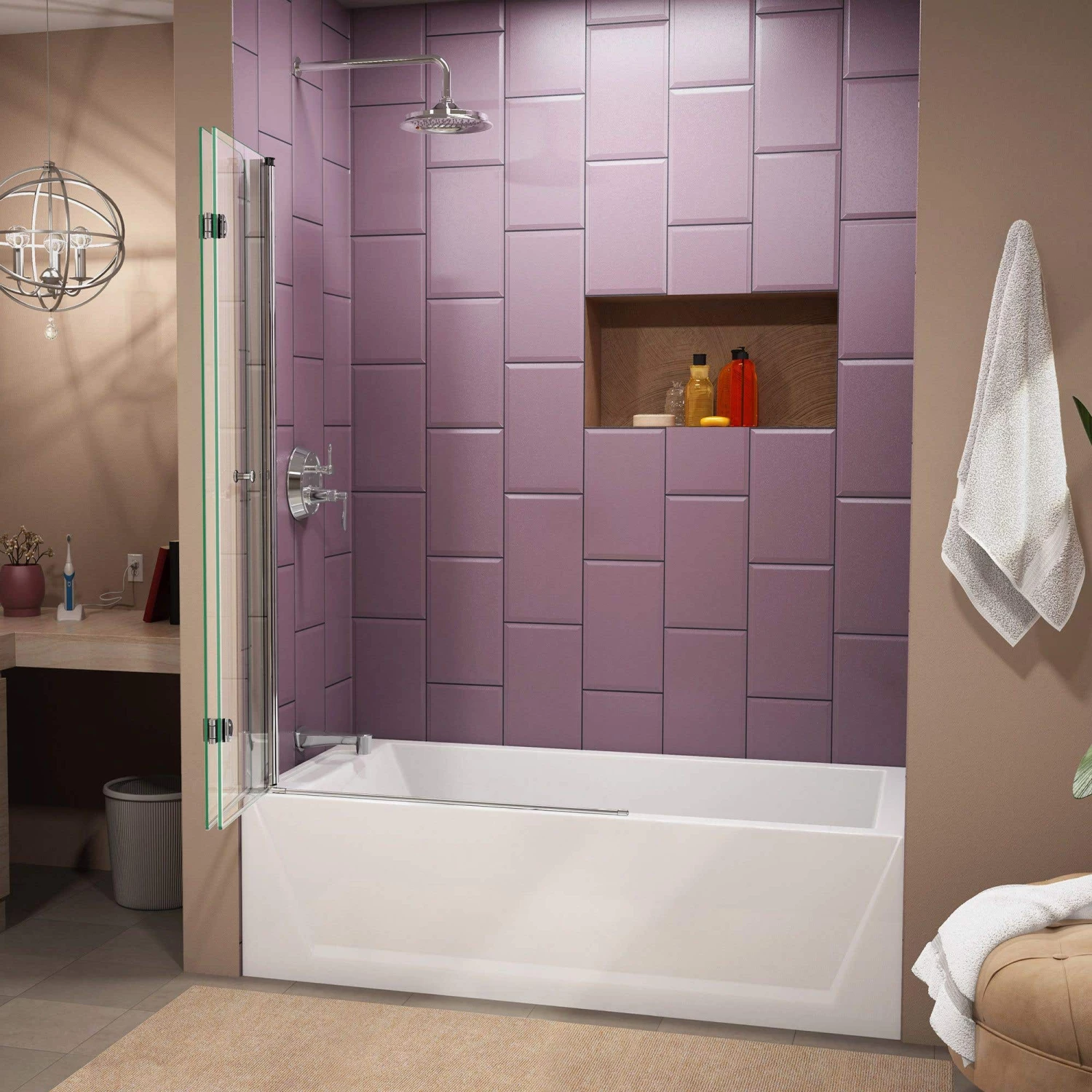 DreamLine Aqua Fold 36 In. W X 58 In. H Frameless Bi-Fold Tub Door In Chrome 9 DreamLine Aqua Fold 36 In. W X 58 In. H Frameless Bi-Fold Tub Door In Chrome - Image 7