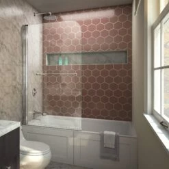 DreamLine Aqua Swing 34 In. W X 58 In. H Frameless Tub Door - Chrome