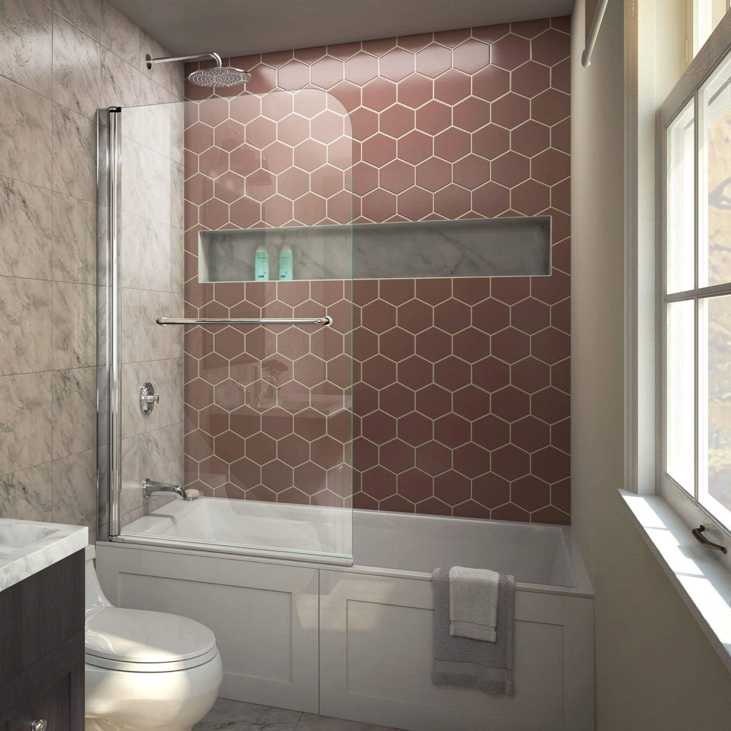 DreamLine Aqua Swing 34 In. W X 58 In. H Frameless Tub Door - Chrome 3 DreamLine Aqua Swing 34 In. W X 58 In. H Frameless Tub Door - Chrome