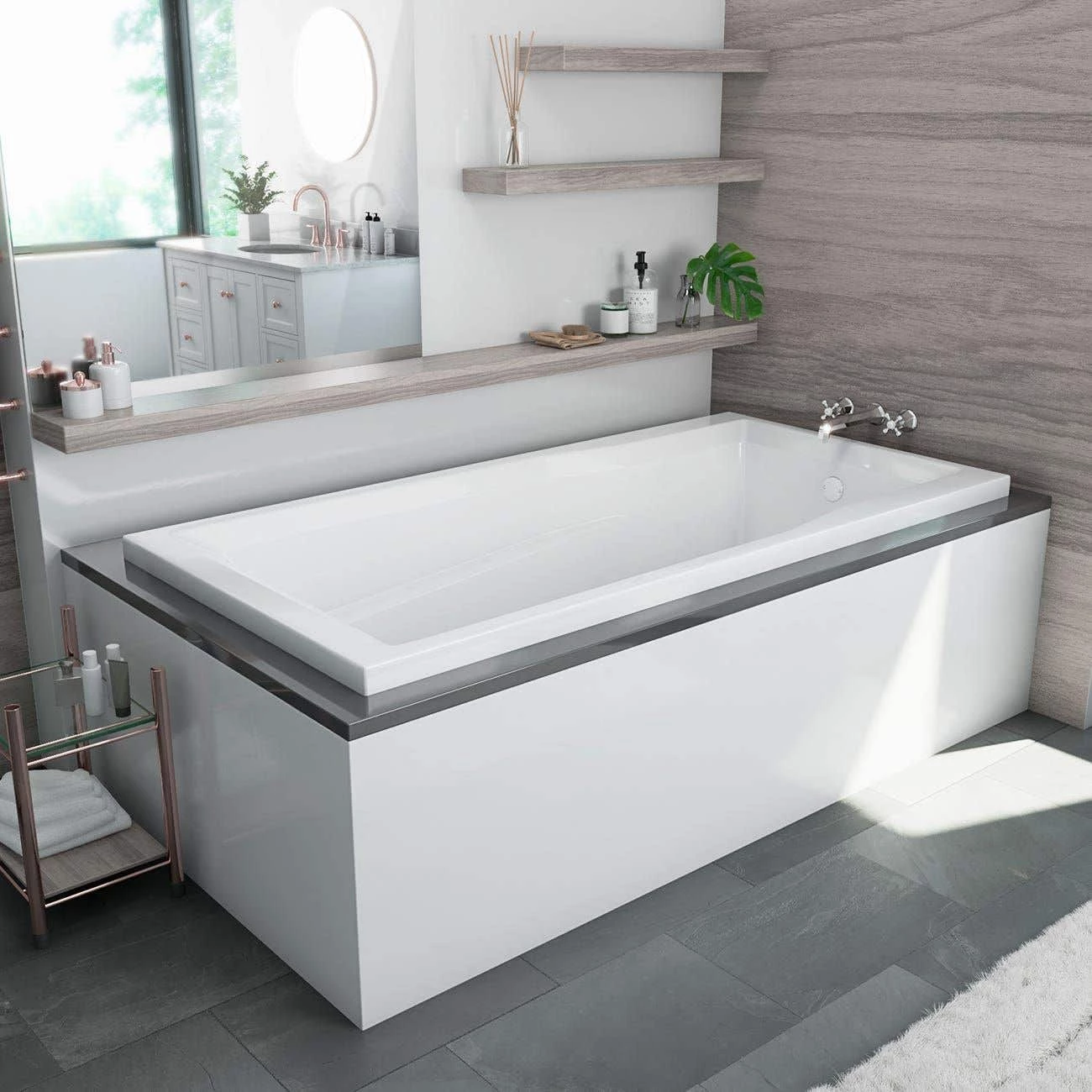 Ascot III 72 Inch Acrylic Drop-in Universal Drain Bathtub - White 3 Ascot III 72 Inch Acrylic Drop-in Universal Drain Bathtub - White