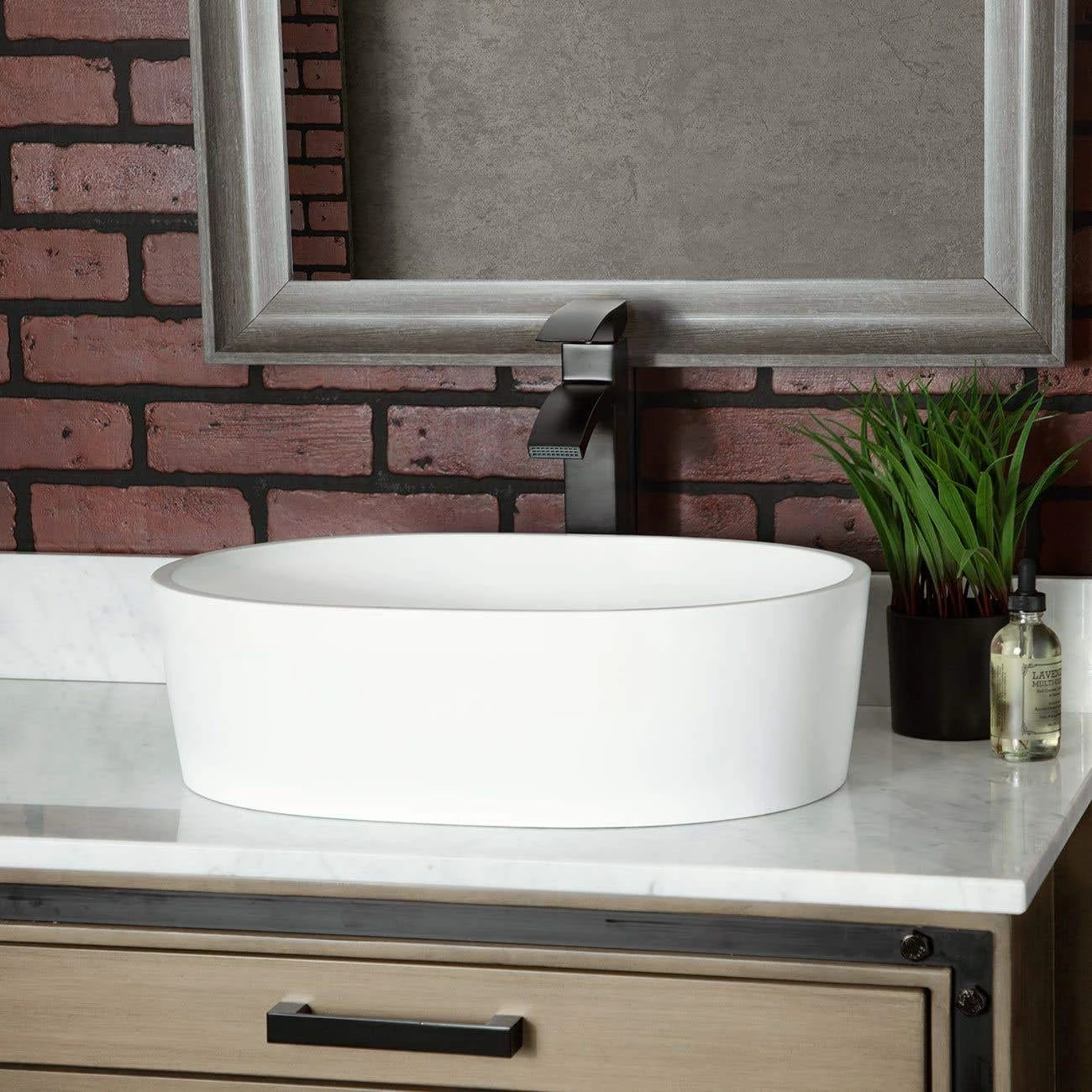 Solano Resin Oval Vessel Bathroom Sink - Matte White 5 Solano Resin Oval Vessel Bathroom Sink - Matte White - Image 3