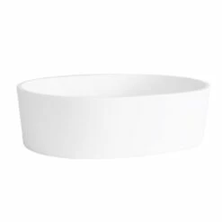 Solano Resin Oval Vessel Bathroom Sink - Matte White 12 Solano Resin Oval Vessel Bathroom Sink - Matte White -A&E BATH & SHOWER Shop bb1sink mw side