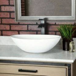 Costera Resin Oval Vessel Bathroom Sink - Matte White -A&E BATH & SHOWER Shop bb2sink mw life 1