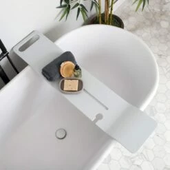 39 Inch Bath Table Tray With Wine Holder