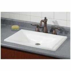 Estoril Drop In Basin Sink - No Faucet Drillings - White