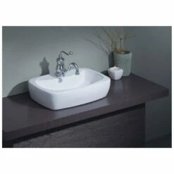 Thema Overcounter Bathroom Sink - Single Faucet Drilling - White