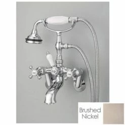 Bathroom Wall Mount Adjustable Hand Shower Tub Faucet With Metal Cross Handles