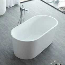 Chloe Acrylic Double Ended Freestanding Tub - No Faucet Drillings 17 Chloe Acrylic Double Ended Freestanding Tub - No Faucet Drillings -A&E BATH & SHOWER Shop chloe angle 1