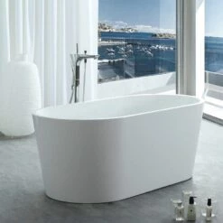 Chloe Acrylic Double Ended Freestanding Tub - No Faucet Drillings 16 Chloe Acrylic Double Ended Freestanding Tub - No Faucet Drillings -A&E BATH & SHOWER Shop chloe side 1