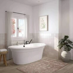 Ella Sleek 66 Inch Double Ended Freestanding Bathtub - White -A&E BATH & SHOWER Shop ella 6636 white deco ivtixngucmjamh4s