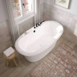 Ella Sleek 66 Inch Double Ended Freestanding Bathtub - White -A&E BATH & SHOWER Shop ella 6636 white top deco pycylf6dcngijxaq