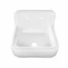 Daisy 25 Inch Cast Iron Farmhouse Sink - 8 Inch Faucet Drillings - White -A&E BATH & SHOWER Shop lg25sink 1