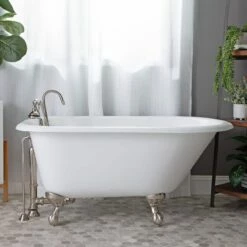 Norfolk 48 Inch Cast Iron Classic Clawfoot Tub - Wall Faucet Drillings