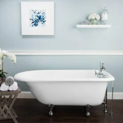 Heritage 60 Inch Cast Iron Classic Clawfoot Tub - Wall Faucet Drillings