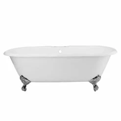 Cambridge 66 Inch Cast Iron Double Ended Clawfoot Tub Package - White / Chrome Feet & Fixtures -A&E BATH & SHOWER Shop lg66de7wdic 4 25