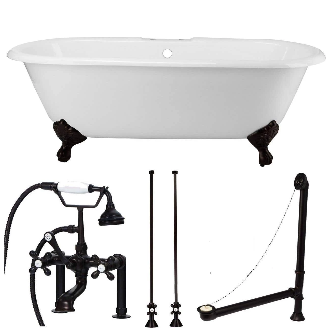 Cambridge Cast Iron Double Ended Clawfoot Tub Package - Rim Faucet Drillings 8 Cambridge Cast Iron Double Ended Clawfoot Tub Package - Rim Faucet Drillings - Image 6