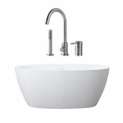 Luna Matte White Acrylic Double Ended Freestanding Tub Package