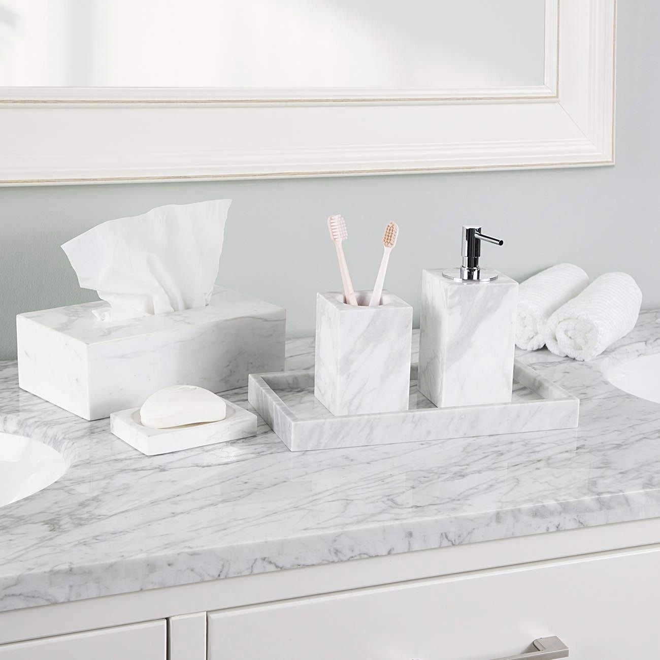 Marble Bathroom Accessory Set 5 Marble Bathroom Accessory Set - Image 3