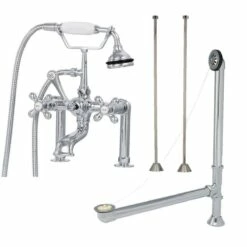 Amelia 71 Inch Acrylic Double Ended Pedestal Tub Package - White / Chrome Fixtures -A&E BATH & SHOWER Shop packagenoshut