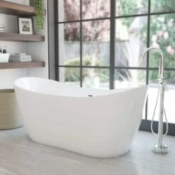 Philo Acrylic Double Slipper Freestanding Tub Package -A&E BATH & SHOWER Shop philo pkg rs448 chrome hevbejjdqlb7ijdf