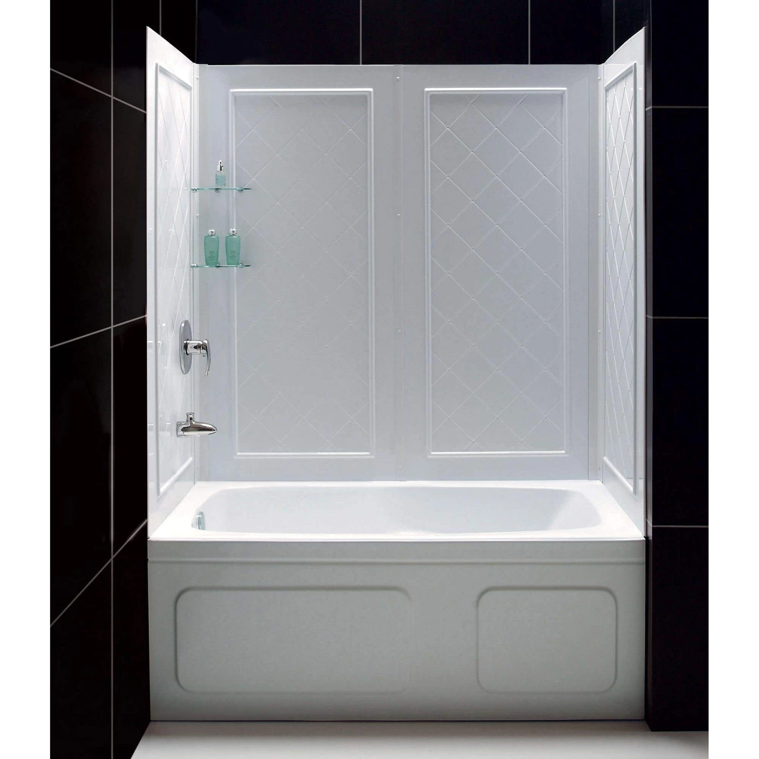 DreamLine Infinity-Z 56-60 In. W X 60 In. H Semi-Frameless Sliding Tub Door And QWALL-Tub Acrylic Wall Kit, Clear Glass 10 DreamLine Infinity-Z 56-60 In. W X 60 In. H Semi-Frameless Sliding Tub Door And QWALL-Tub Acrylic Wall Kit, Clear Glass - Image 8